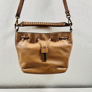 Elliott Lucca Leather Crossbody Shoulder Bag Camel Color